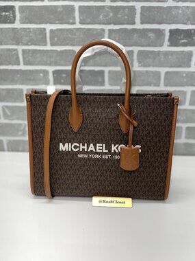 Michael Kors mirella tote medium tote bag MK signature purse brown multi